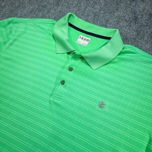IZOD Golf Polo Shirt Mens Size 2XL Green Check Performance Short Sleeve Logo